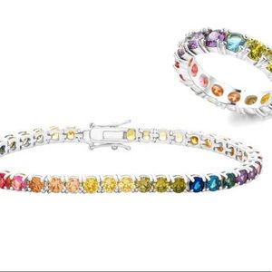 Crazy SALE Rainbow Eternity Ring and Bracelet Set